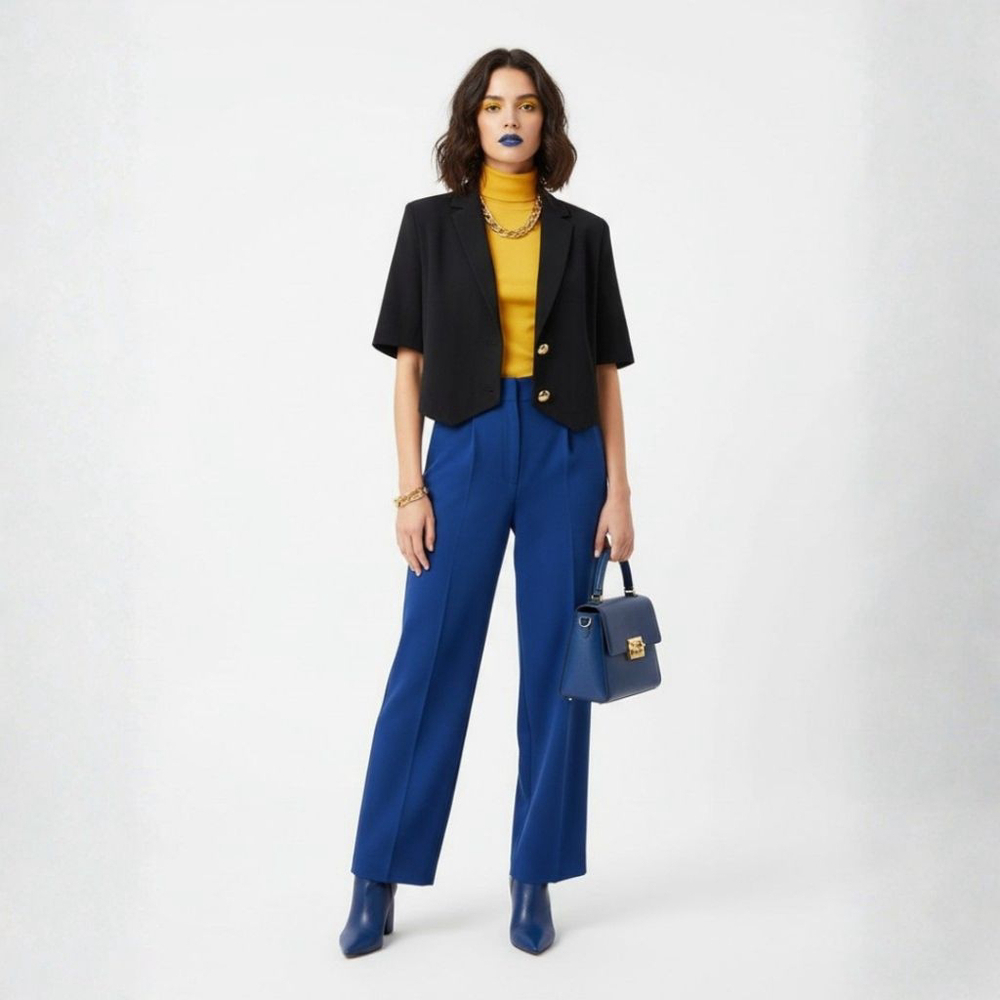 Sabina Musáyev Black Short Sleeve Cropped Light Blazer Large - Loose Button